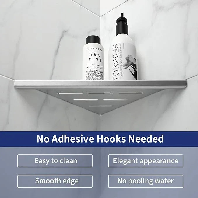 8'' Corner Shower Shelf 2PCS, 304 Stainless Steel Recessed Bathroom Shelves for Tiled Wall, Grout in Shelf, No Drilling Needed (8'', Silver) - ModernBath