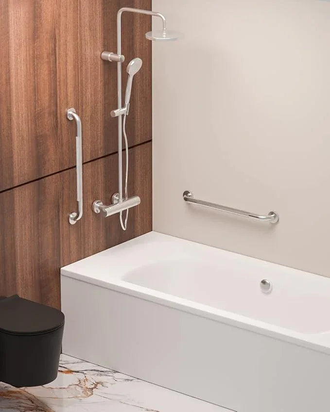 24 Inch Anti Slip Shower Grab Bar, Munzong Stainless Steel Bathroom Grab Bar, Satin Brushed Nickel Knurled Bathroom Balance Bar,Safety Hand Rail Support Handicap Elderly Senior Assist Bath Handle - ModernBath