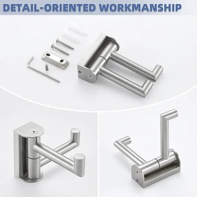 Angle Simple Swivel Towel Hook, SUS 304 Stainless Steel Hand Towel Hook for Bathroom, Foldable Robe Coat Hanger, Brushed Nickel - ModernBath