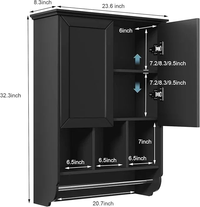 Bathroom Wall Cabinet with Towel Bar,Wooden Medicine Cabinet Adjustable Shelves,23x32 Inch Kitchen Cabinet,Over Toilet Storage Cabinet for Bathroom,Kitchen,Laundry - ModernBath