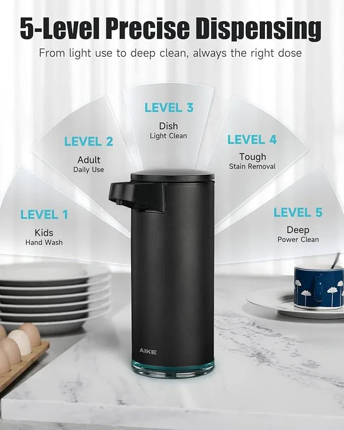 AIKE SensePro Automatic Soap Dispenser Type-C Rechargable, Stainless Matte Black Coating 12.8 fl.oz. for Liquid Soap - ModernBath