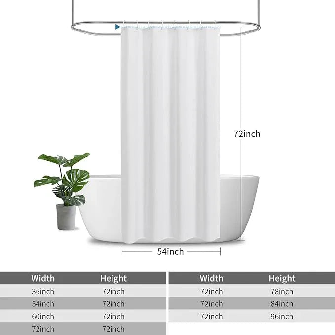 THAIGEE 2-in-1 stall Fabric Shower Curtain or Liner,Breathable TPU & Washable,54 Inch Narrow Linen Textured Bathroom Shower Curtain Set with 8 Plastic Hooks,Modern,54"x72",White - ModernBath