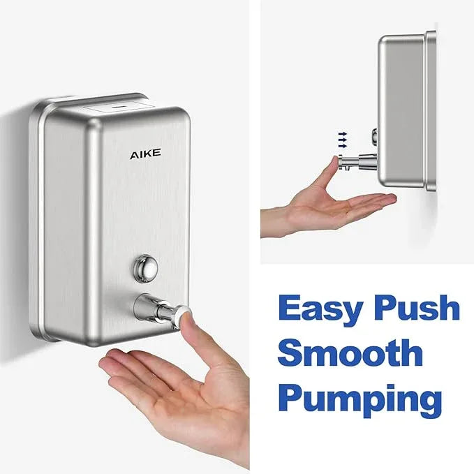 AIKE 37oz Surface Mount Stainless Steel Soap Dispenser for Commercial,Brushed Stianless Steel Finish Model AK1003 - ModernBath