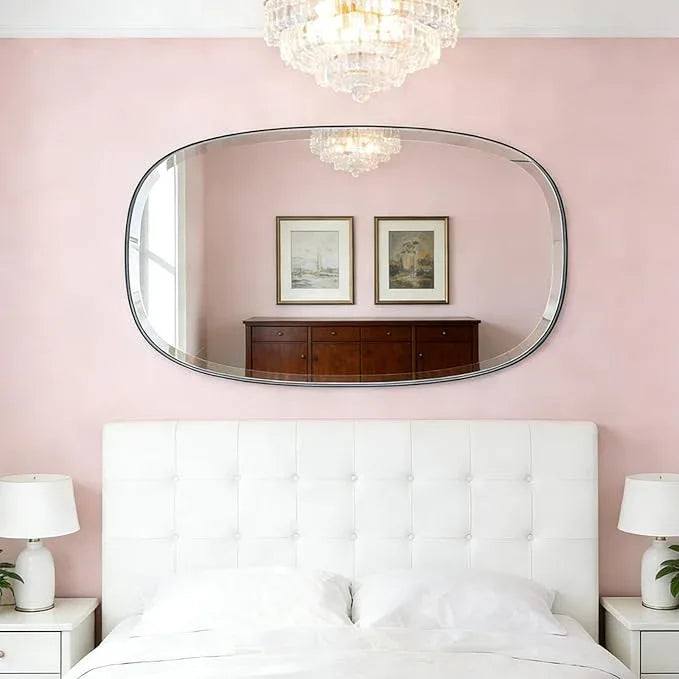 POZINO Rectangle Beveled Mirror, 24"x40" Modern Vanity Mirror with Stainless Steel Frame, Modern Oblong Wall Mirrors for Living Room Bathroom Bedroom Entryway, Hangs Horizontal Or Vertical ﻿ - ModernBath