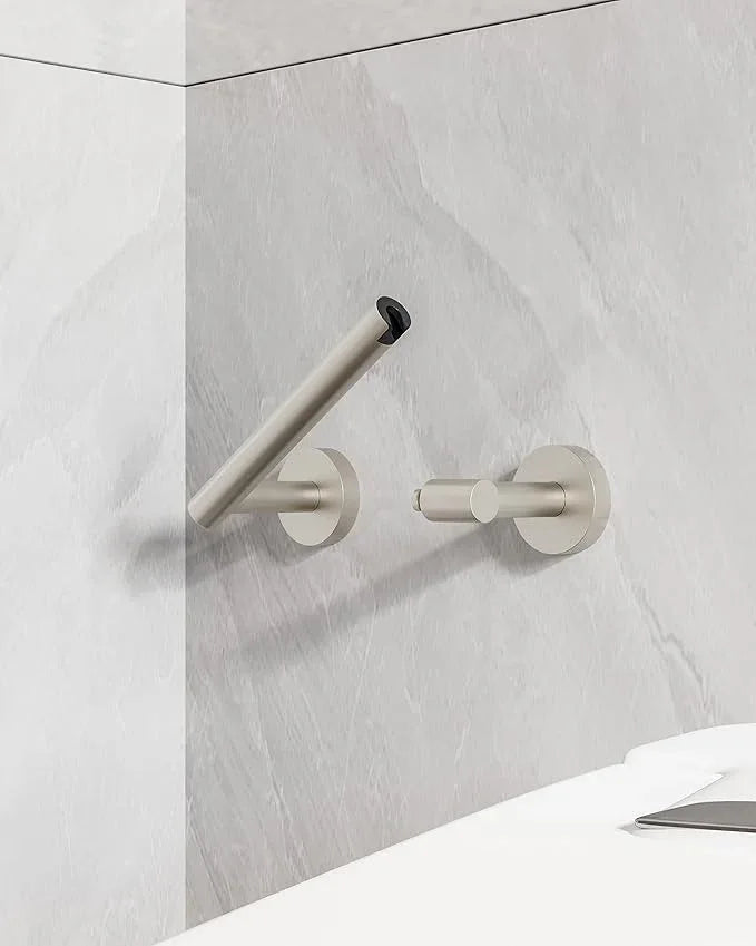 Ruacq Toilet Paper Holder Brushed Grey Double Post Pivoting Round Tissue Holders Roll Holder Hangers Toilet Paper Holders SUS 304 Stainless Steel Modern Wall Mounted - ModernBath