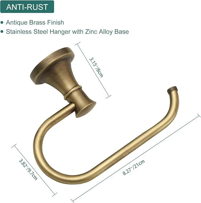 Hoimpro Antique Brass Towel Ring Toilet Paper Holder 2 Set, Double Bathroom Hardware Fixtures Toilet Roll Tissue Holder, Hand Towel Bar Towel Rack Rv Accessories, Sus304 Stainless Steel, Wall Mount - ModernBath