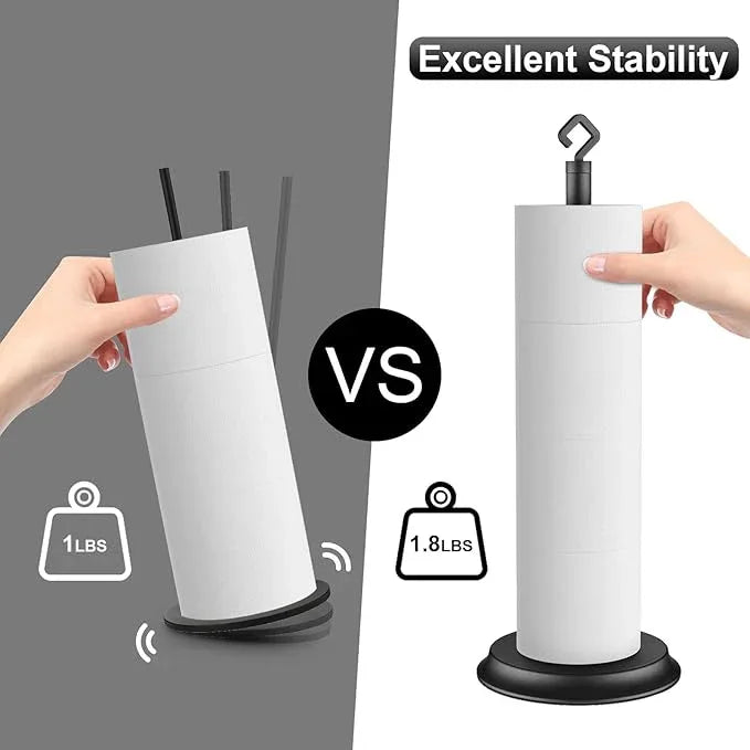 Toilet Paper Holder for Bathroom, Metal Free Standing Toilet Paper Storage with Rustproof, Tissue Paper Roll Stand for Bathroom Accessories (Black) - ModernBath