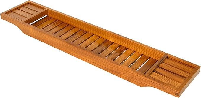 VaeFae Teak Bathtub Tray, Wooden Bath Caddy for Bathtub, Bath Tub Wood Table for Tub - ModernBath