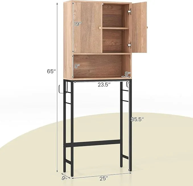 Giantex Over The Toilet Storage Cabinet, Bathroom Space Saver W/Toilet Paper Holder & Hook, Adjustable Shelf & Bottom Bar, Open Storage Cube, Over Toilet Bathroom Organizer for Laundry, Restroom - ModernBath