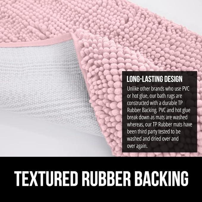 GORILLA GRIP Bathroom Rug Sets, Soft Chenille 2 Piece Area Rugs Set, Toilet Base Mat and 30x20 Carpet, Absorbent Microfiber Washable Mats Dry Quickly, Home Décor and Bath Room Accessories, Lt Pink - ModernBath