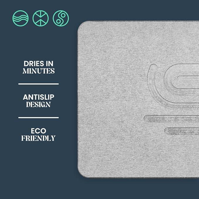 ANGORA BRANDS Stone Bath Mat 23.6" x 15.4" – Diatomaceous Earth Bath Mat, Non-Slip & Quick-Dry, Super Absorbent, Easy to Clean, Gray Minimalist Stone Bath Mats for Bathroom by Your Wright Stuff - ModernBath