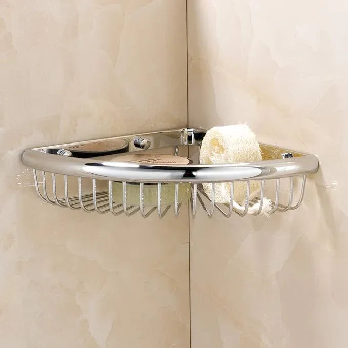 Shower Caddies Corner Shelf for Bathroom Brass Basket Organizers and Storage Shampoo Soap Holder Polished Chrome - ModernBath