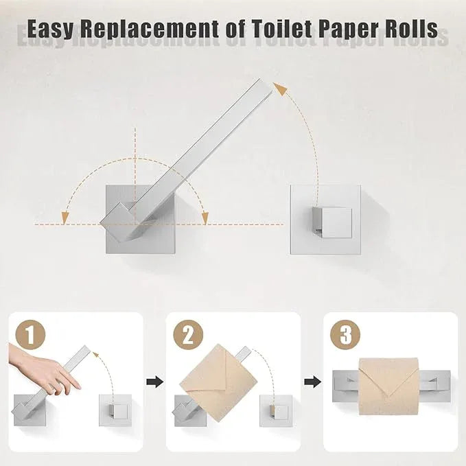 TQKAG Brushed Nickel Bathroom Hardware Accessories Set 5 Pieces, Double Post Pivoting Toilet Paper Holder Set Stainless Steel Square Bathroom Towel Bar Holder Set Wall Mounted - ModernBath