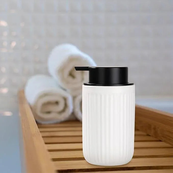 BosilunLife Dish Hand Soap Dispenser - White Liquid Pump soap Dispenser for Bathroom Decro 12oz Ceramic Kitchen Dish Dispenser with Rust-Proof Liquid Pump Modern Refillable Lotion Bottles - ModernBath