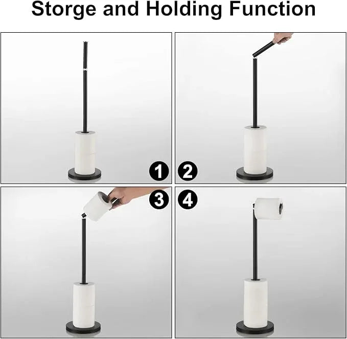 BGL Freestanding Toilet Paper Holder Black Matte, Tissue Holder with Reserve Storage Paper Rolls, Toilet Paper Holder On Floor - ModernBath