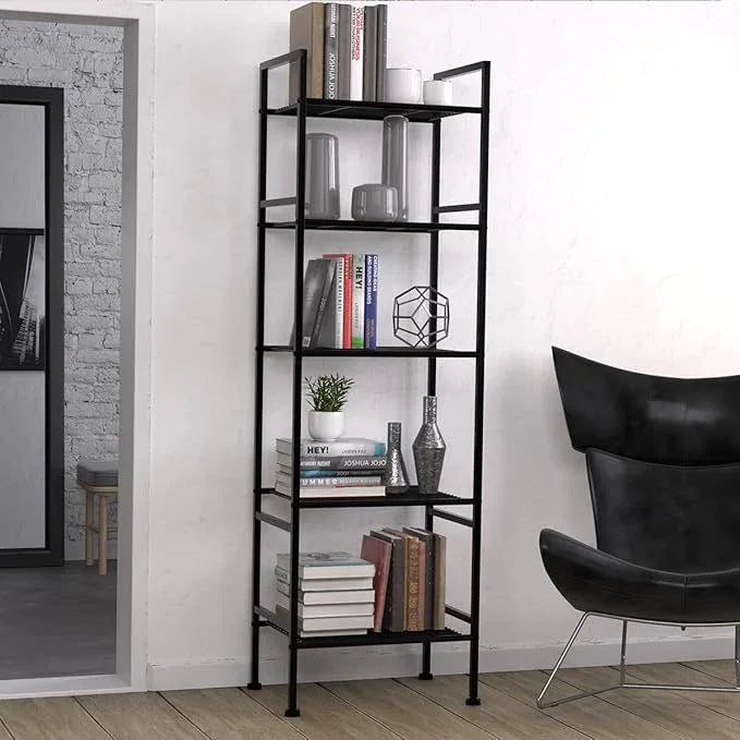 5-Tier Wire Shelving Metal Rack Shelves, Standing Storage Shelf Units Flat for Laundry Bathroom Kitchen Pantry Closet Organization (Black, 16.9" L x 12.2" W x 53.4" H) - ModernBath