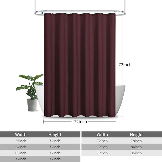 THAIGEE 2-in-1 Waterproof Fabric Shower Curtain or Liner,Linen Textured,Breathable TPU & Washable Bathroom Shower Curtain Set with 12 Plastic Hooks,Modern,72"x72" Burgundy - ModernBath