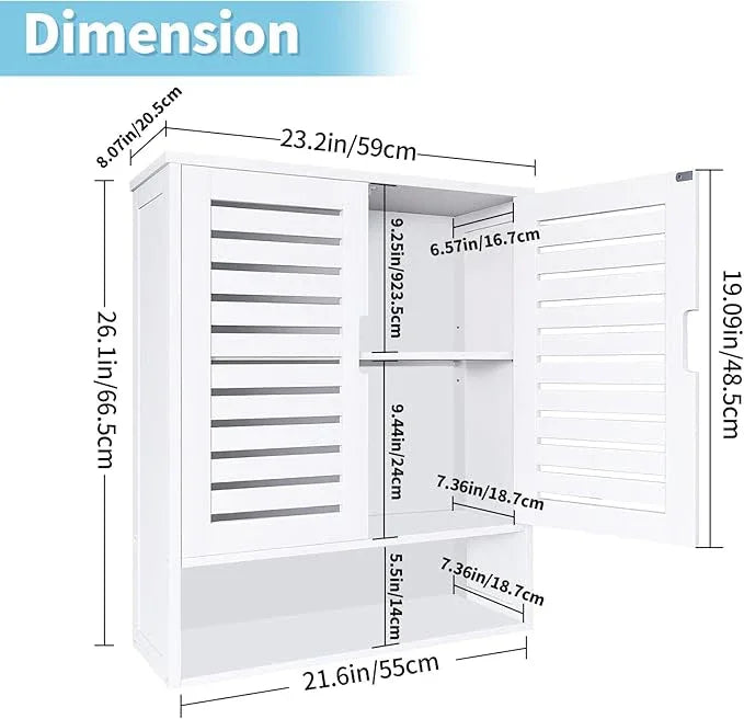 HYNAWIN White Organized Bathroom Storage Cabinet with Lattice Doors,Spacious Storage with Adjustable Shelves for Bathroom or Kitchen Essentials - ModernBath