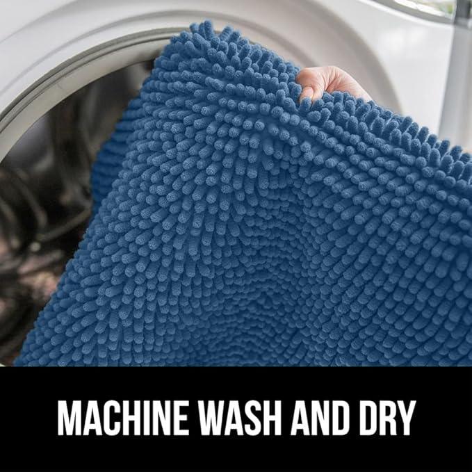 GORILLA GRIP Bathroom Rug Sets, Soft Chenille 2 Piece Area Rugs Set, Toilet Base Mat and 30x20 Carpet, Absorbent Microfiber Washable Mats Dry Quickly, Home Décor and Bath Room Accessories, Blue - ModernBath