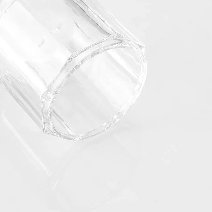 Indecor Home Clear Transparent Apothecary Octagional Shaped Glass Canister Jar With Matte Black Metal Lid Cover for Bathroom Organization, Cotton Balls, Q Tips, and Small Accessories, Bath Storage - ModernBath