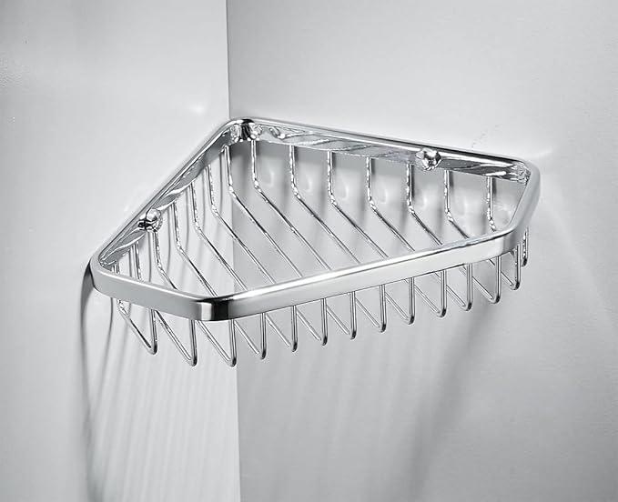 SANLIV Corner Shower Caddy Basket,Shampoo Holder for Shower Wall,Inside Shower Shelf Bathroom Organizer,Solid Brass Material in Polished Chrome - ModernBath