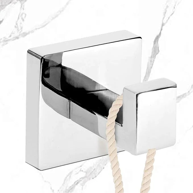 IBosins 4 Pack Towel Hooks Hand Towel Holder for Bathroom Wall Livingroom Bedroom Kitchen Closet Heavy Duty Stainless Steel Hook Hanger for Robe, Bath Towel, Coat (Square Polished Chrome) - ModernBath