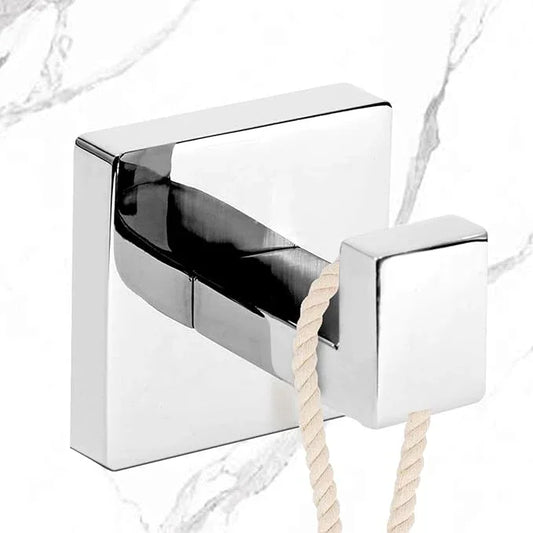 IBosins 4 Pack Towel Hooks Hand Towel Holder for Bathroom Wall Livingroom Bedroom Kitchen Closet Heavy Duty Stainless Steel Hook Hanger for Robe, Bath Towel, Coat (Square Polished Chrome) - ModernBath