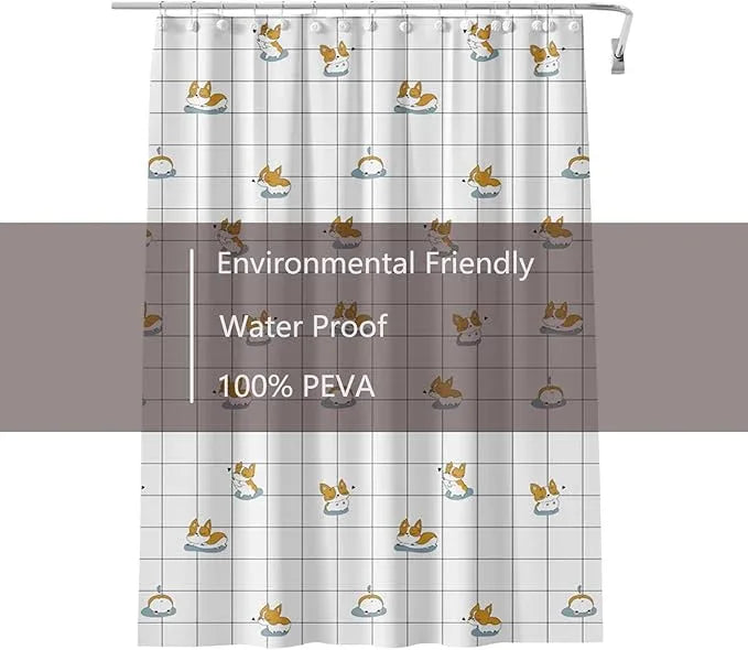 TIKABC Shower Curtain Liner, 4G PEVA Corgi Shower Liner, Plastic Waterproof Shower Curtains, 72x72 inch with Grommet Holes 3 Magnetic Weights - ModernBath