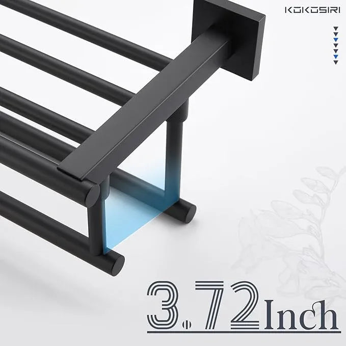 KOKOSIRI Bath Towel Rack with Double Towel Bars 32-Inch Bathroom Towel Shelves Towel Holder Wall Mounted Stainless Steel, Matte Black, B6005BK-L32 - ModernBath