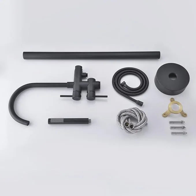 Freestanding Tub Filler Bathtub Faucet Black Floor Mount Brass Bathroom Faucets with Hand Shower - ModernBath