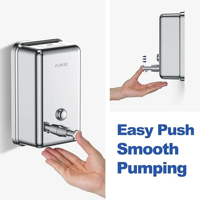 AIKE 37oz Surface Mount Stainless Steel Soap Dispenser for Commercial,Polished Stianless Steel Finish Model AK1003 - ModernBath