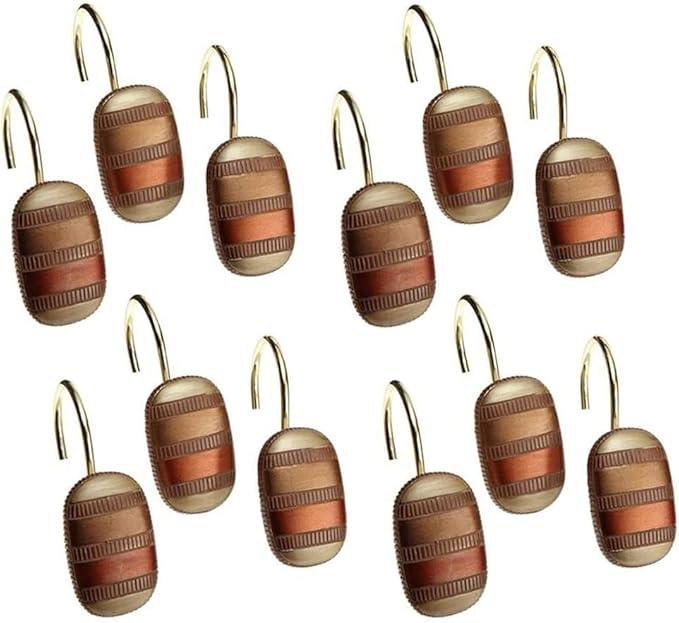 Zahari Home 13pc Contempo Bathroom Shower Curtain Sets Luxury Classic Shower Curtain & 12 Shower Curtain Hooks Contemporary Fabric Shower Curtain Unique Design Stylish Striped Shower Curtain Set - ModernBath