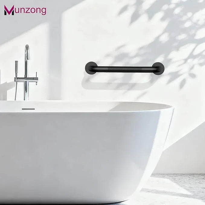 12 Inch Anti Slip Bathroom Grab Bar, 2 Pack Munzong Oil Rubbed Black Shower Grab Bar for Bathtubs, Knurled Handicap Balance Bar,Safety Hand Rail Support Elderly Senior - ModernBath