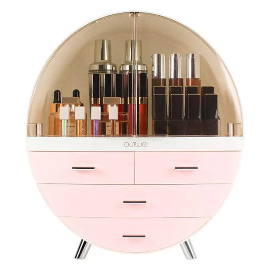 OBMMIRAO Elegant Dustproof Makeup Storage Organizer Box, Waterproof Large Cosmetics Organizer Storage with Drawers Skincare Cosmetic Display Cases for Countertop Bathroom Dresser Dedroom - ModernBath