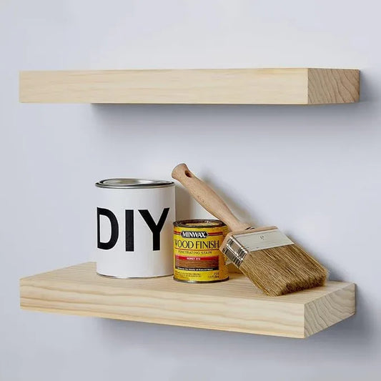 Homeforia 24 inch Wood Floating Shelves, High End Solid Natural Wood 24inch Floating Shelf for Wall, Unfinished Wooden 24 inches Floating Shelves, Heavy Duty Bracket, 24 X 6.5 X 1.75 in, Set of 4 - ModernBath