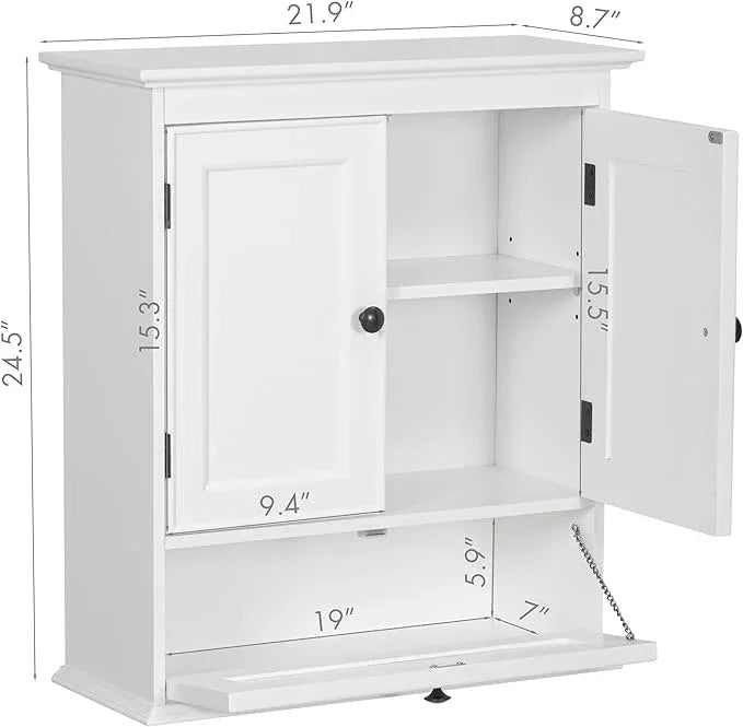 Spirich Bathroom Cabinet Wall Mounted, Small Bathroom Wall Cabinet Over Toilet, Medicine Cabinet Organizer with Doors and Adjustable Shelf, White - ModernBath