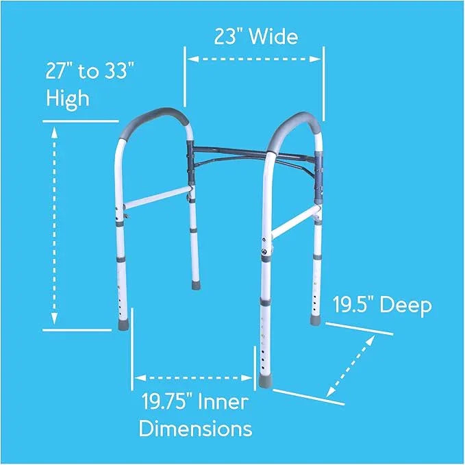 Carex Toilet Safety Rails, Adjustable and Detachable Toilet Safety Frame with Handles for Elderly, Handicap, or Disabled, Heavy-Duty Non-Slip Bathroom Grab Bar, with Padded Handles and Aluminum Frame - ModernBath