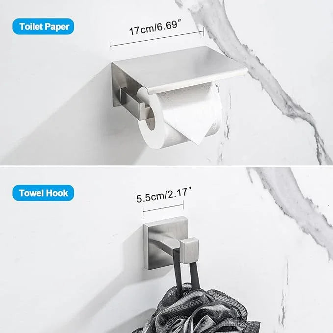 4-Pieces Bathroom Accessories Set, Towel Bar Towel Racks Towel Holder Toilet Paper Holder Stainless Steel Bathroom Hardware Set Wall Mounted Towel Racks for Bathroom, Brushed Nickel, 23 Inch - ModernBath