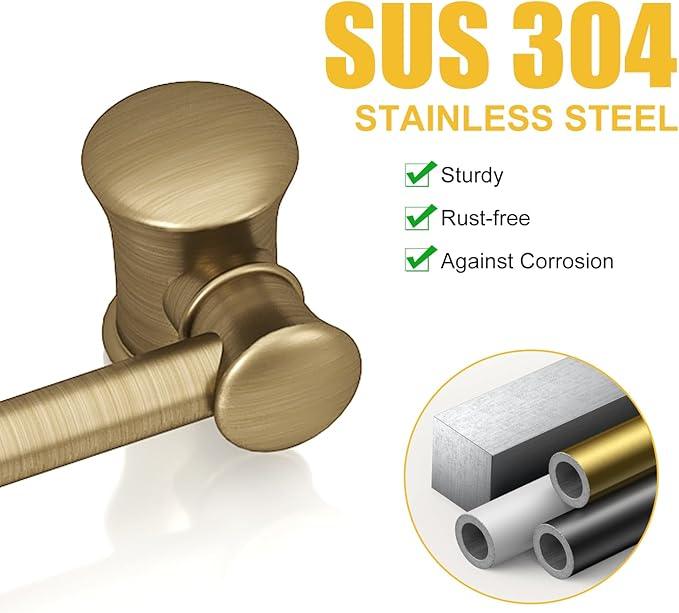 BESy 17 Inch Antique Brass Stand Towel Bar Hanger Hand Towel Bar Bathroom Vanity Countertop Towel Holder Free Standing Stainless Steel Towel Ring Hardware Accessories Towel Rack - ModernBath