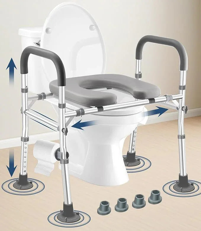 Toilet Seat Riser with Handles, 500lb Raised Toilet Seat, Adjustable Height & Width, Handicap Raised Toilet Chair for Seniors, Fit Any Toilet - ModernBath