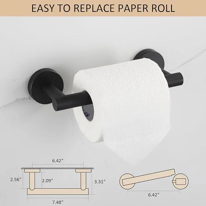 BGL Toilet Paper Holder Black Wall Mount, Bathroom Toilet Paper Holder Matte Black SUS 304 Stainless Steel, Double Post Pivoting Toilet Paper Roll Holder for Bathroom RV - ModernBath
