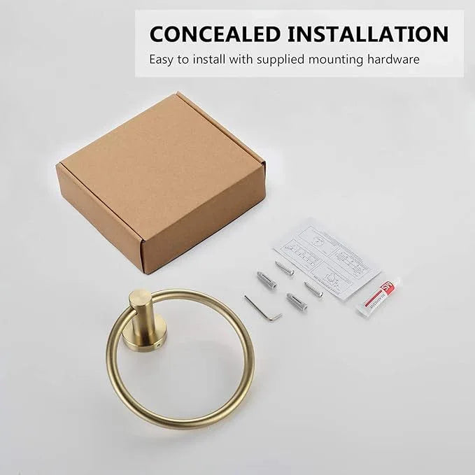 BGL Towel Ring Brushed Gold Stainless Steel 304 Towel Ring Wall Mount Bathroom Towel Holder Round Towel Hanger - ModernBath
