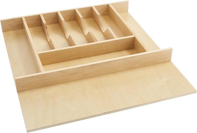 Rev-A-Shelf Trim-to-Fit Silverware Drawer Organizer for Kitchen Utensil Cutlery Cabinet Storage, Natural Maple Wood 9 Compartment Tray Insert 4WCT-3SH - ModernBath