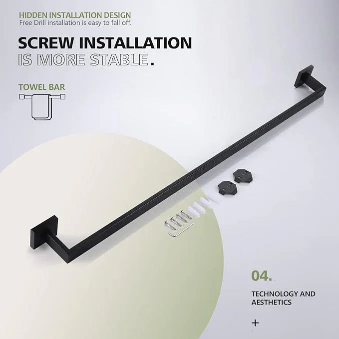 KOKOSIRI 36-Inch Single Towel Bar, Bathroom Kitchen Towel Holder, Wall Mounted SUS304 Stainless Steel Towel Rack, Matte Black, B4003BK-L36 - ModernBath