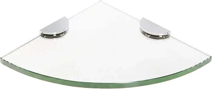 Spancraft Glass HRC12QR-CR Quarter Round Glass Shower Shelf with Half Round Clamp, Chrome Bracket, 12" - ModernBath