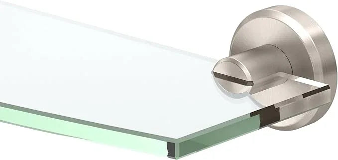 Gatco 5466 Locke Glass Shelf, Satin Nickel/Wall Mounted 20.13" X 5.38" Tempered/Floating Rectangle Glass Shelf for Bathroom - ModernBath