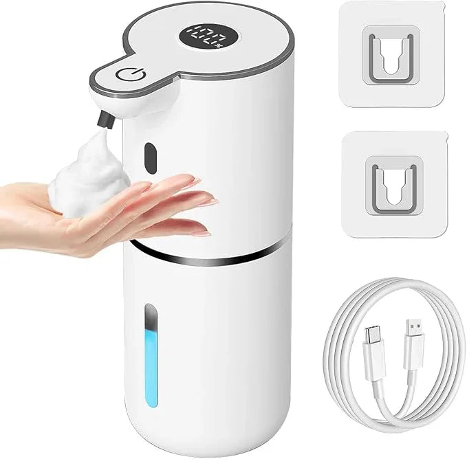 OHIFAST Automatic Foaming Soap Dispenser Touchless, USB Rechargeable Smart Hand Soap Dispenser, 6-Level Adjustable, 12.8oz/380mL Wall Mounted for Bathroom Kitchen Dish Soap-White - ModernBath