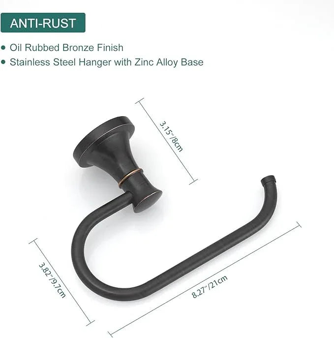 Hoimpro Oil Rubbed Bronze Towel Ring Toilet Paper Holder, Double Bathroom Hardware Set Fixtures Toilet Roll Tissue Holder, Hand Towel Bar Towel Rack Rv Accessories, Sus304 Stainless Steel, Wall Mount - ModernBath