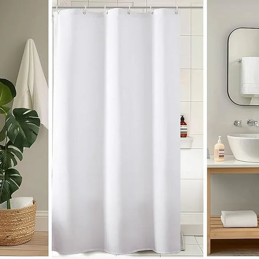 OVZME Zora 36 x 72 Inch Stall Fabric Shower Curtain - Soft Small White Shower Curtain for Bathroom for Narrow Stall Size, Machine Washable Water Resistance, Hotel Style, White - ModernBath