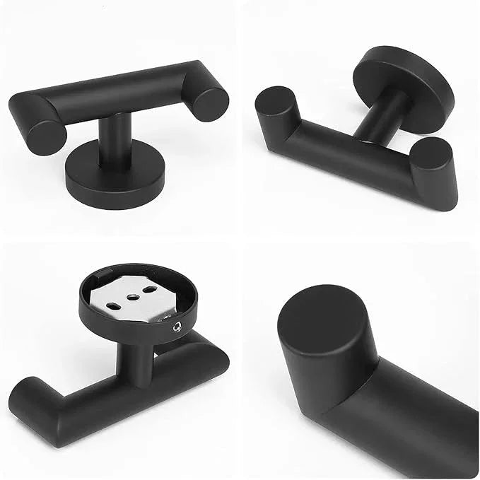 NearMoon Bathroom Double Towel Hook- SUS304 Stainless Steel Robe Towel Holder, Heavy Duty Double Coat Hook for Bathroom Livingroom Kitchen Wall Mounted (Matte Black-U, 4 Pack) - ModernBath